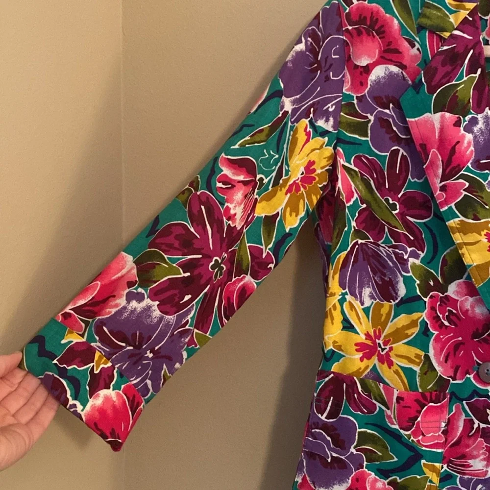 Vintage Christian Dior Floral Colorful Blazer Size 8